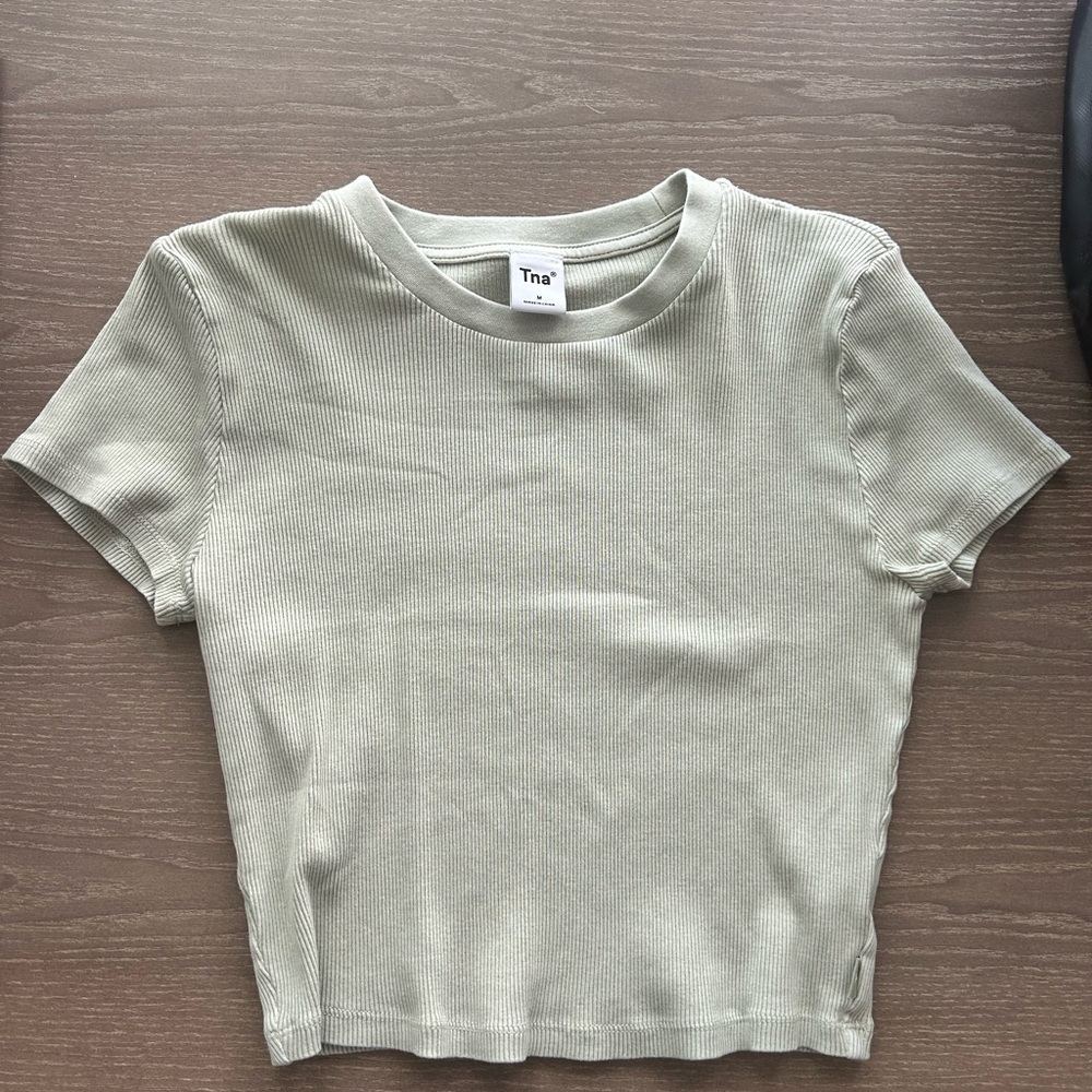 TNA Green Fitted Crop Tee
